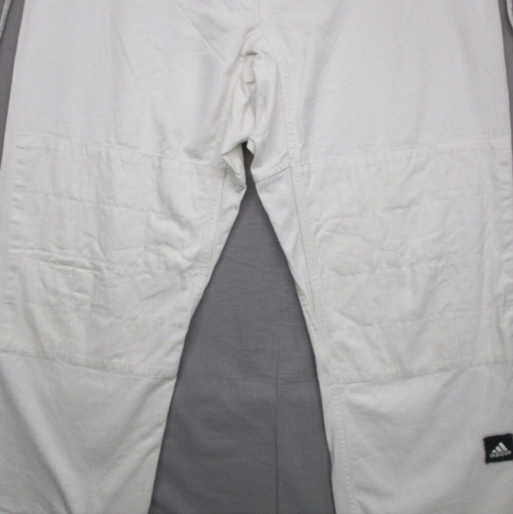 Adidas Pants Men White Active Elastic Drawstring Straight Judo Wrestling 170cm - Picture 3 of 8